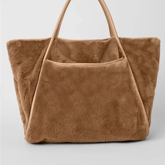 ALO Yoga Toasted Almond Faux Fur Tote Bag - Picture 8 of 9